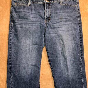 Fashion Bug Women 18 Blue Medium Wash Denim‎ Stretch Capri (C)